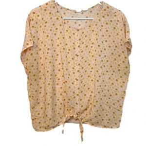 Melrose and Market Orange Floral T-Shirt Blouse Large